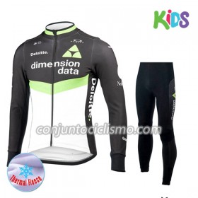 Conjunto Maillot + culotte largo ciclismo Invierno Termico 2017 Dimension Data Niños N001